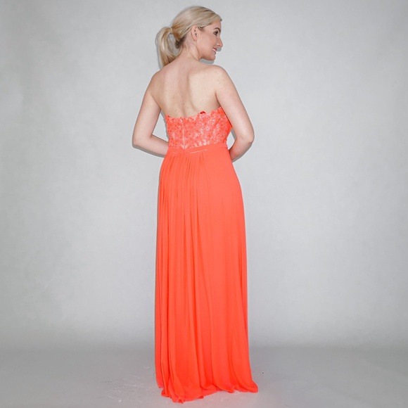 La Femme Coral Pink Evening Gown Prom Dress - Picture 9 of 16